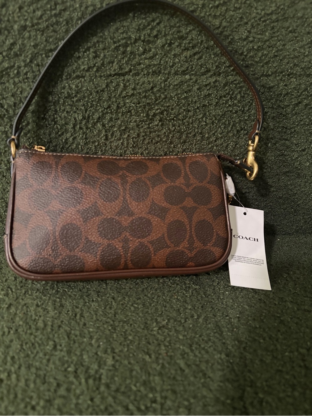 Coach Brown Signature Small Shoulder Wristlet